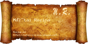 Mátai Rozina névjegykártya